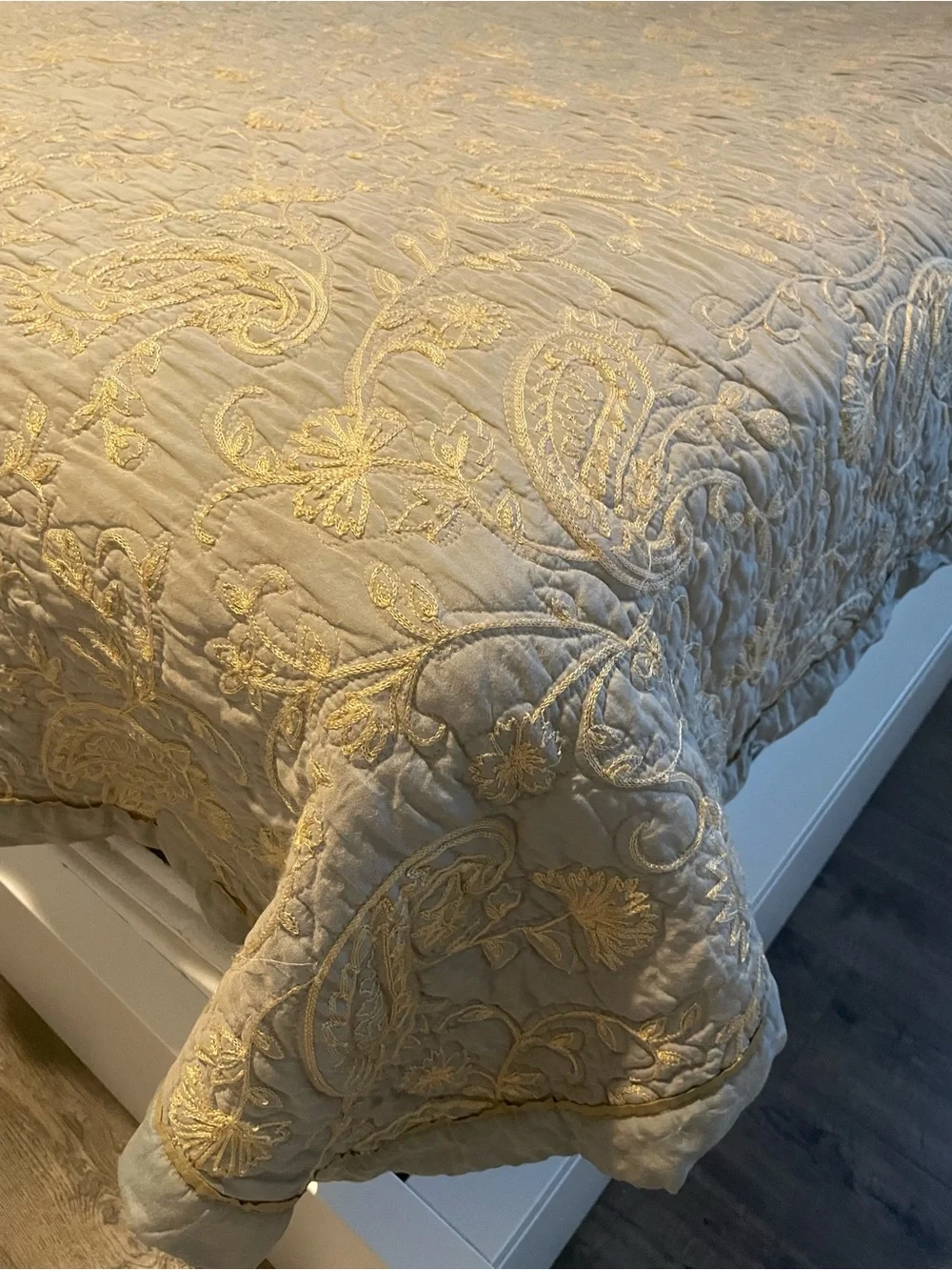 Charter Club Full/Queen Quilt Quilted Blue Paisley Rayon/Poly Shell Cotton Fill